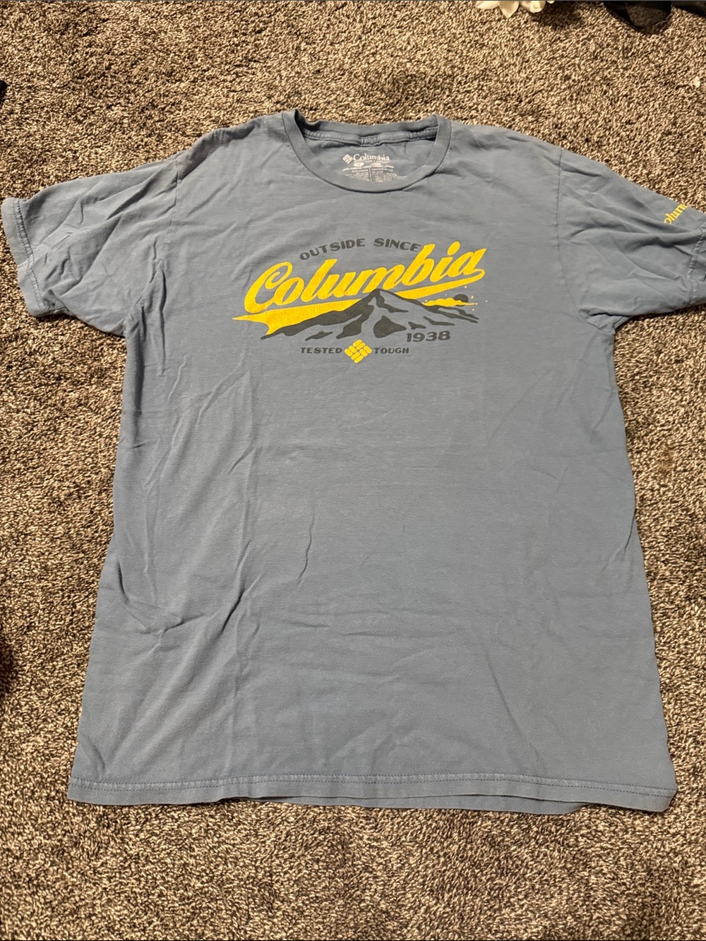 Columbia Blue Short Sleeve Tee with Yellow Logo Graphic